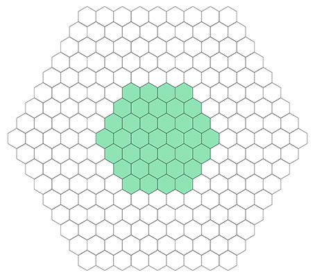 A single hexagonal region